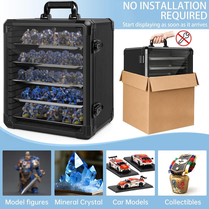 WELIDAY Miniatures Storage Case Miniatures Transport Case Aluminum Alloy Frame with Lock (Medium Size) - Image 5